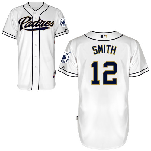 Seth Smith #12 MLB Jersey-San Diego Padres Men's Authentic Home White Cool Base Baseball Jersey